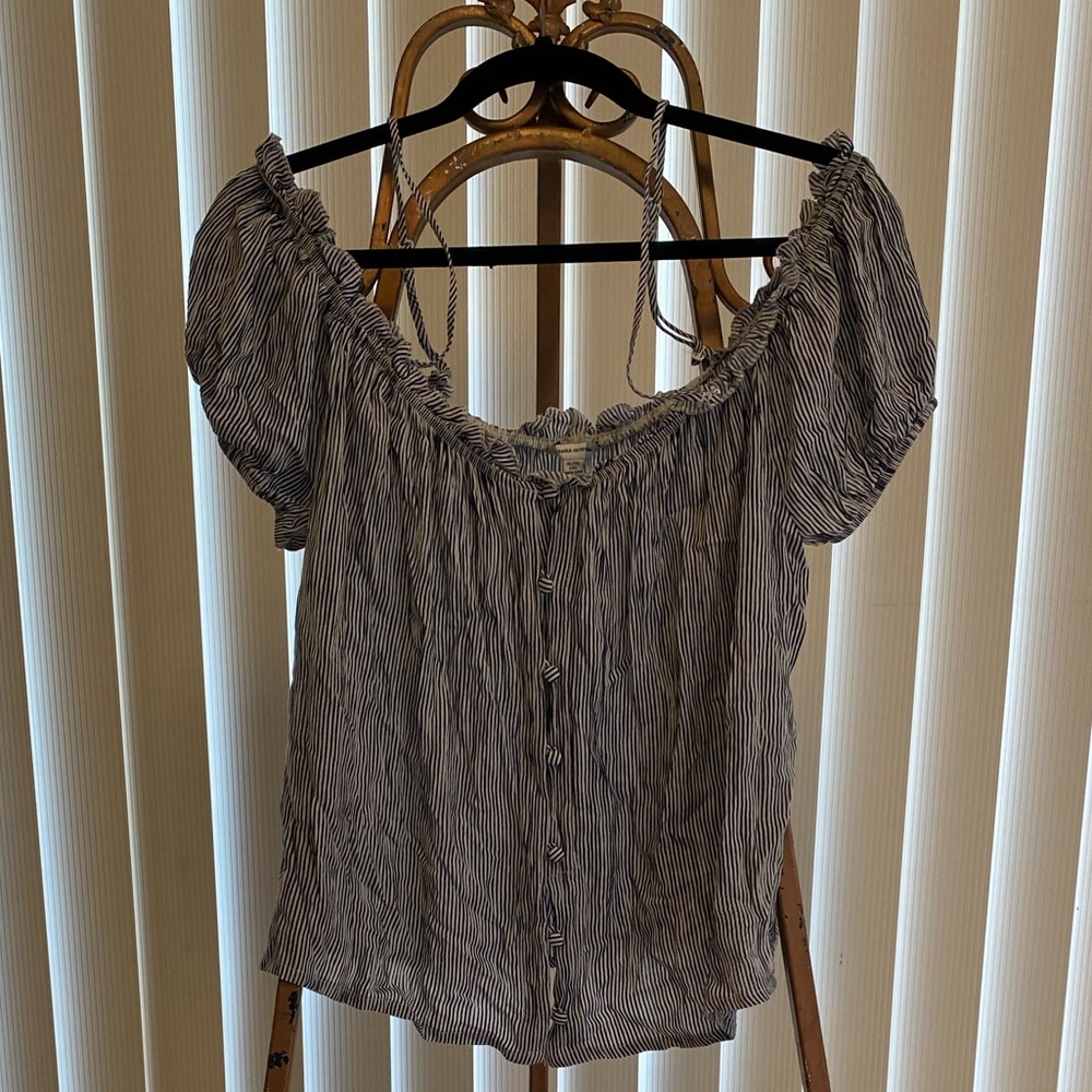 Off the Shoulder Pinstripe Top